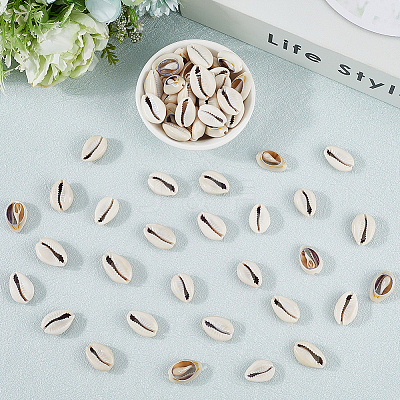 100Pcs Natural Cowrie Shell Beads BSHE-LT0001-08-1