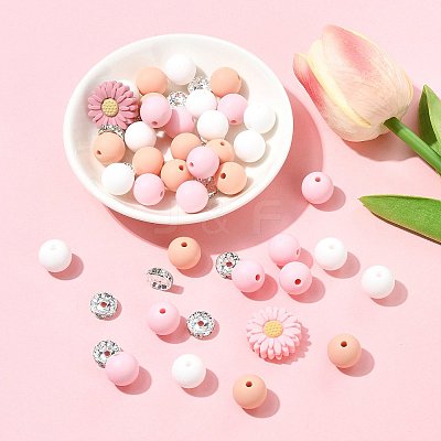 DIY Daisy Round Beads Findings Kits DIY-FS0010-24B-1