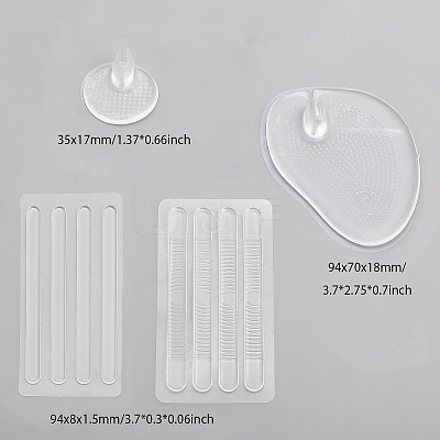 4 Pairs 2 Style Invisible PVC Plastic Flip Flop Pads AJEW-CA0003-81-1