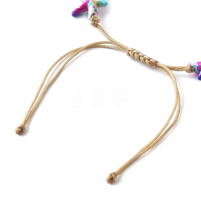 4Pcs 4 Colors Natural Cowrie Shell & Synthetic Turquoise Braided Nylon Bracelets for Women BJEW-JB11535-1