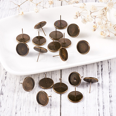 Brass Ear Studs Settings X-IFIN-Q005-AB-1