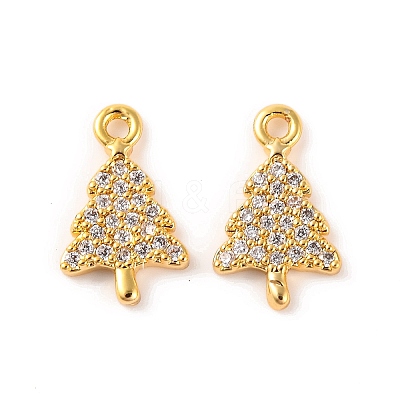 Brass Micro Pave Clear Cubic Zirconia Pendants KK-U017-07A-G-1