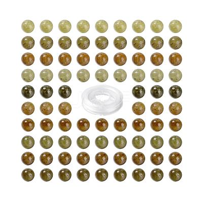 100Pcs 8mm Natural Green Garnet Round Beads DIY-LS0002-63-1