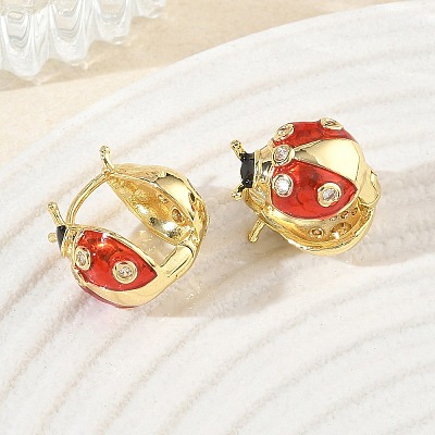 Brass Micro Pave Cubic Zirconia Hoop Earring KK-CBA98BA-09G-B-1