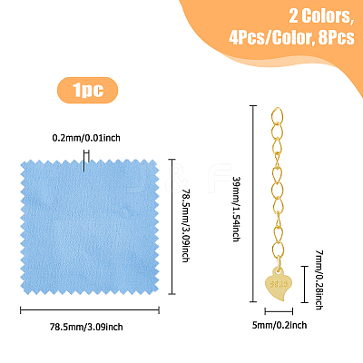 8Pcs 2 Color 925 Sterling Silver Extender Chains STER-FI0001-03-1
