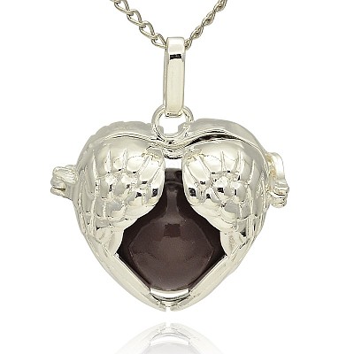Silver Color Plated Brass Hollow Heart Cage Pendants KK-J241-10S-1
