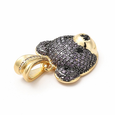 Rack Plating Brass Micro Pave Cubic Zirconia Pendants KK-G456-22G-1
