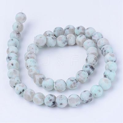 Natural Sesame Jasper/Kiwi Jasper Beads Strands G-Q462-8mm-17-1