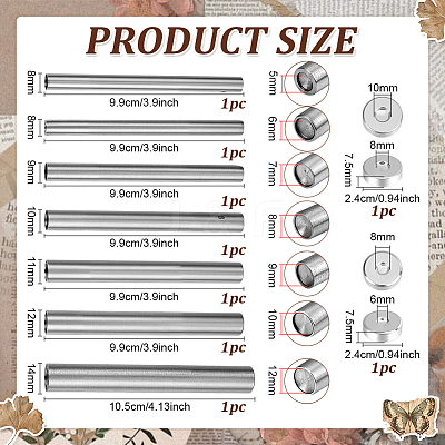7Pcs 7 Sizes Steel Snap Rivet Setter STAS-BC0004-24-1