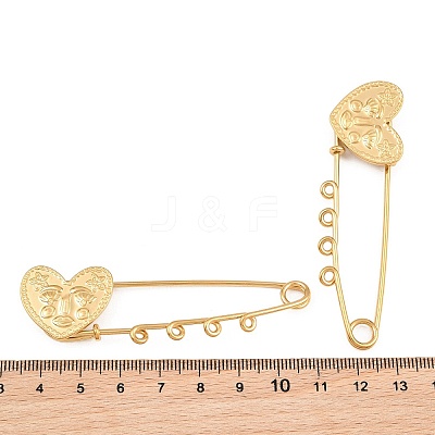 Heart Face 304 Stainless Steel Safety Pins Brooch Findings SA-CBA098D-15B-G04-1