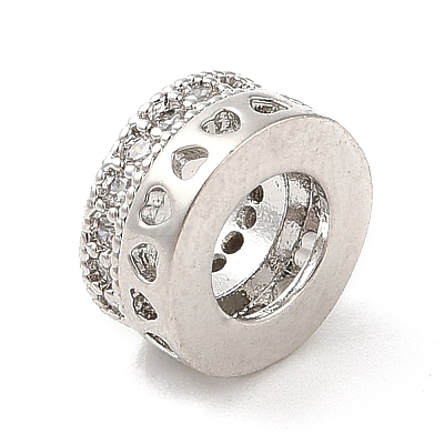 Brass Micro Pave Cubic Zirconia European Beads KK-M248-03P-1