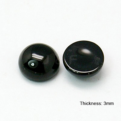 Natural Dyed & Heated Black Agate Cabochons G-C108-6mm-3-1
