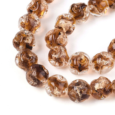Handmade Gold Foil Glass Beads Strands FOIL-N029-04D-1