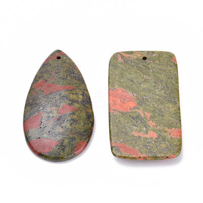 Natural Unakite Pendants G-T062-09-1