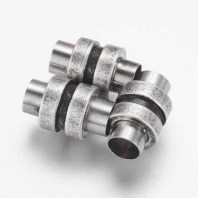 304 Stainless Steel Magnetic Clasps with Glue-in Ends STAS-F124-02AS-1
