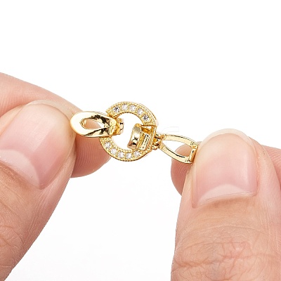 Brass Micro Pave Cubic Zirconia Fold Over Clasps X-KK-P164-12G-1