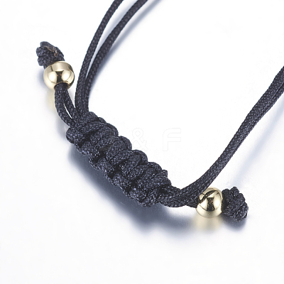 Adjustable Brass Braided Beaded Bracelets BJEW-F282-29G-RS-1
