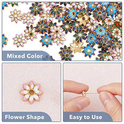 100Pcs Multi-Petal Alloy Enamel Bead Caps FIND-HY0001-07-1