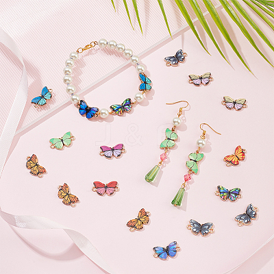 50Pcs 10 Colors Alloy Enamel Connector Charms ENAM-NB0002-01-1