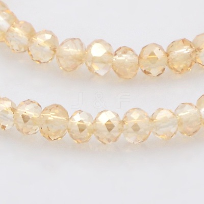 Pearl Luster Plated Faceted Rondelle Glass Beads Strands GLAA-A024B-PL01-1