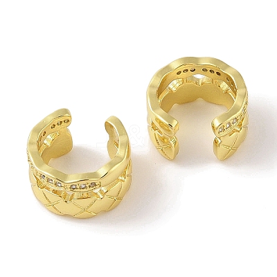 Brass Micro Pave Clear Cubic Zirconia Cuff Earrings for Women EJEW-I305-29G-1