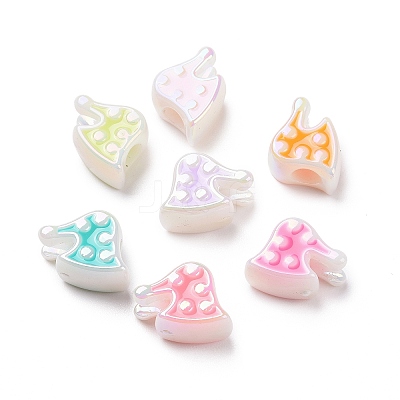 UV Plating Rainbow Iridescent Acrylic European Beads SACR-E009-38-1