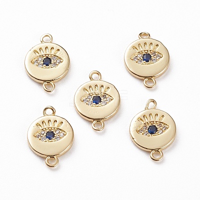 Brass Micro Pave Clear & Royal Blue Cubic Zirconia Links Connectors KK-C100-40G-1