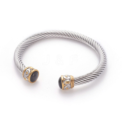304 Stainless Steel Cuff Bangles BJEW-L642-22B-1