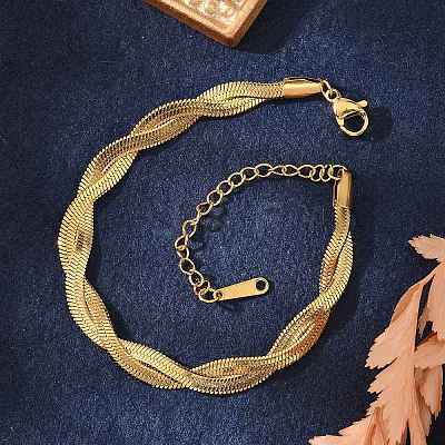 304 Stainless Steel Twist Rope Chain Bracelet for Men Women BJEW-P284-02G-1
