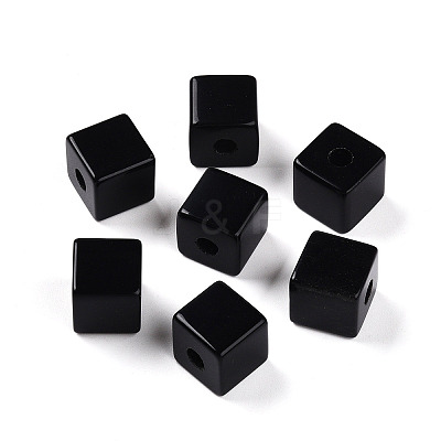 Natural Black Obsidian European Beads G-N345-07A-01-1
