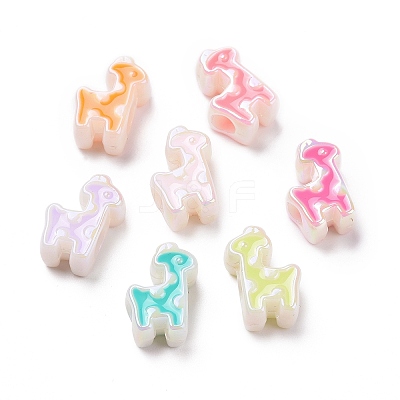 UV Plating Rainbow Iridescent Acrylic European Beads SACR-E009-45-1