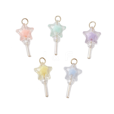 5Pcs Acrylic & Glass Pendants PALLOY-JF03526-01-1