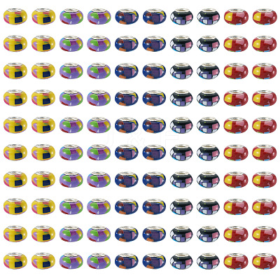 100Pcs 5 Colors Bohemian Style Resin European Beads RESI-TA0004-83-1