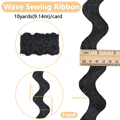 10 Yard Metallic Polyester Wavy Fringe Trim Ribbon SRIB-GF0001-38J-1