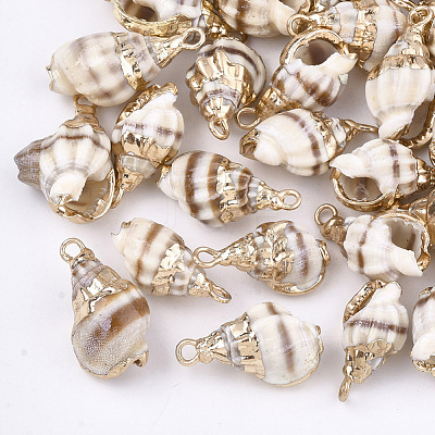 Electroplate Spiral Shell Pendants SSHEL-S262-20-1