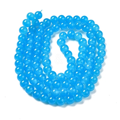 Baking Paint Imitation Jade Glass Round Bead Strands X-DGLA-Q021-8mm-13-1