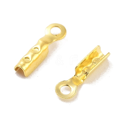Rack Plating Brass Folding Crimp Ends X-KK-P274-03G-1