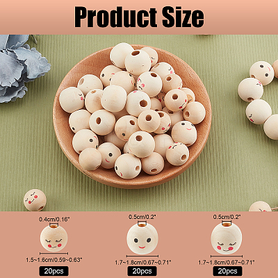 60Pcs 3 Style Maple Wood European Beads WOOD-AR0001-19-1