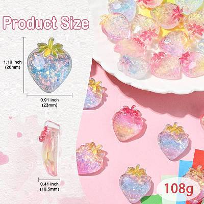 25Pcs 5 Colors Transparent Resin Fruit Decoden Cabochons RESI-CJ0004-16-1