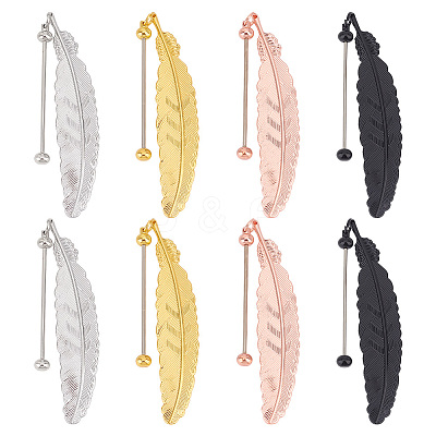 8Pcs 4 Colors Zinc Alloy Beadable Bookmarks AJEW-GO0002-15-1