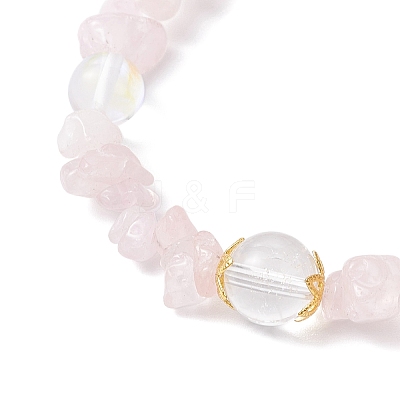 3Pcs Natural Quartz Crystal & Rose Quartz & Amethyst & Malaysia Jade & Synthetic Moonstone Beaded Stretch Bracelets for Women BJEW-JB12305-1