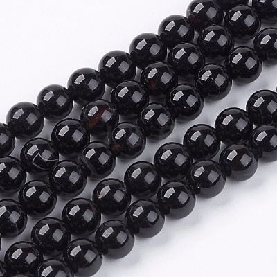 Natural Black Onyx Beads Strands X-G-H1567-6MM-1