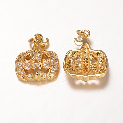 Halloween Brass Cubic Zirconia Pendants ZIRC-K026-06G-NR-1