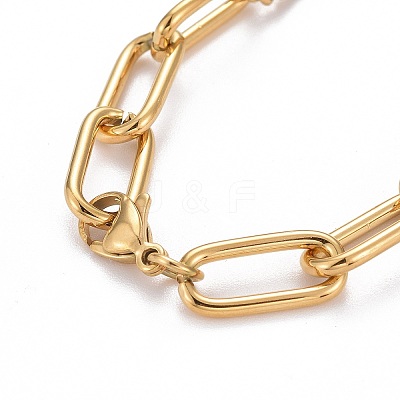 Ion Plating(IP) 304 Stainless Steel Paperclip Chain Bracelets BJEW-F412-02G-1