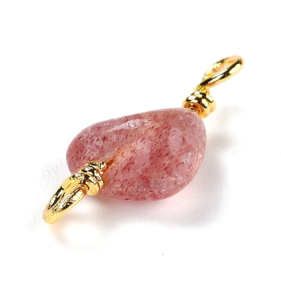 Natural Strawberry Quartz Links Connectors G-K316-02J-G-RS-1