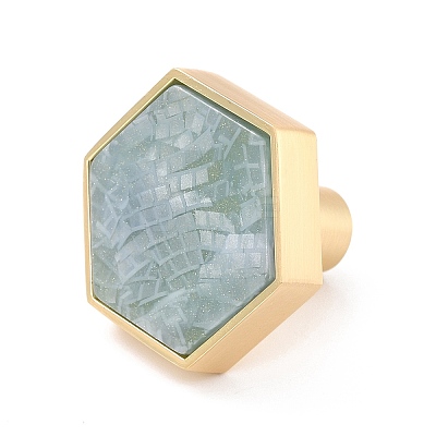 Hexagon with Marble Pattern Brass Box Handles & Knobs LS-DIY-P054-C01-1