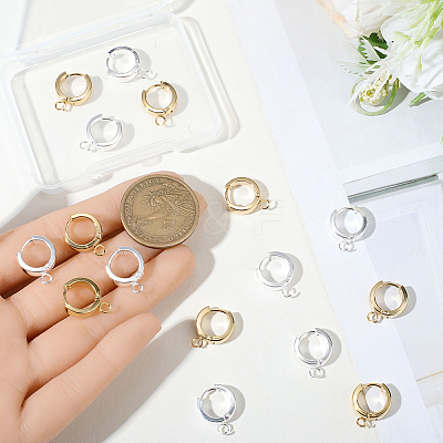 16Pcs 2 Colors 201 Stainless Steel Huggie Hoop Earrings Findings STAS-BBC0008-39B-1