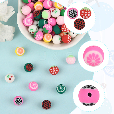 180Pcs 9 Colors Fruits Theme Handmade Polymer Clay Beads CLAY-PA0001-15-1