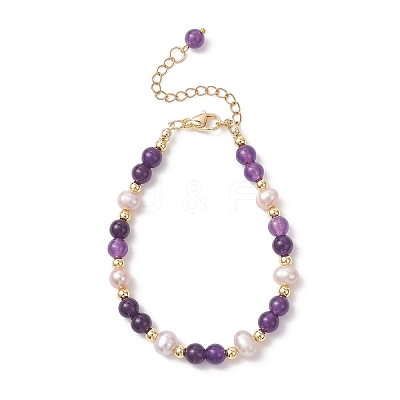 Adjustable Natural Quartz and Freshwater Pearl Beads Bead Bracelets BJEW-JB13031-01-1