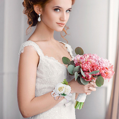 2PCS Silk Wrist Corsage AJEW-CP0001-51B-1